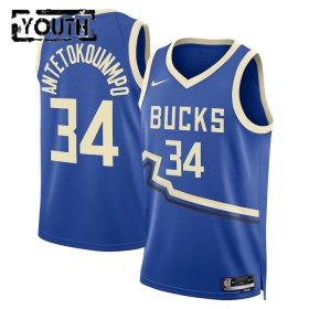 Dres Milwaukee Bucks Giannis Antetokounmpo Nike 2024-25 City Edition Plava Swingman - Dječji